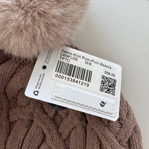 NWT lululemon Cable-Knit Pom-Pom Beanie O/S Taupe - Picture 2 of 3